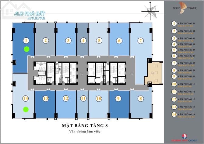 Cho thuê/bán văn phòng Hoàng Huy, 275 Nguyễn Trãi, DT 250m2