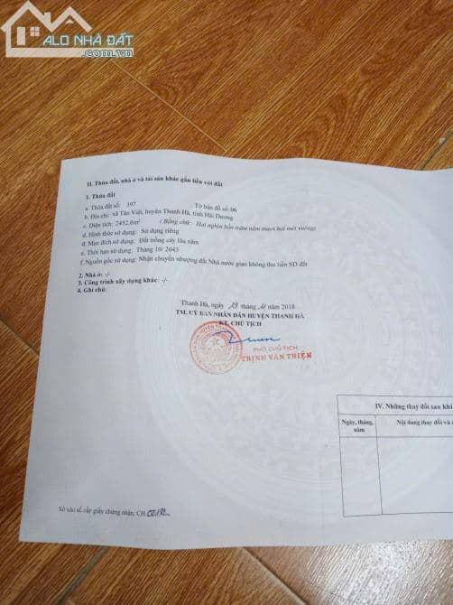 Cần bán lô đất xã Tân Việt, huyện Thanh Hà, Hải Dương