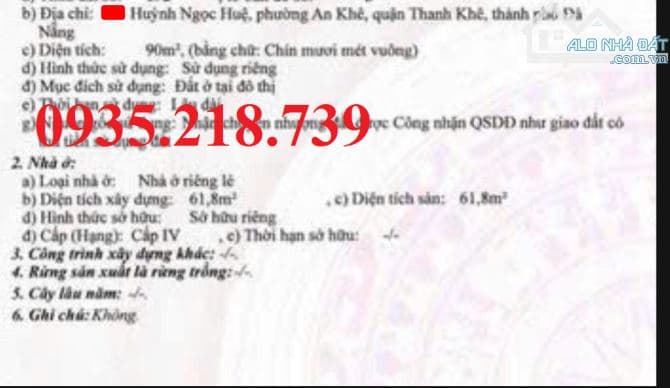 Bán Nhà mặt tiền Huỳnh Ngọc Huệ, Đà Nẵng - 11.2 tỷ