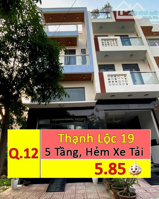 Nhà 5 tầng đường Thạnh Lộc 28, An Phú Đông Quận 12, 60m² (4x15), giá 5.85 tỷ, hẻm xe hơi